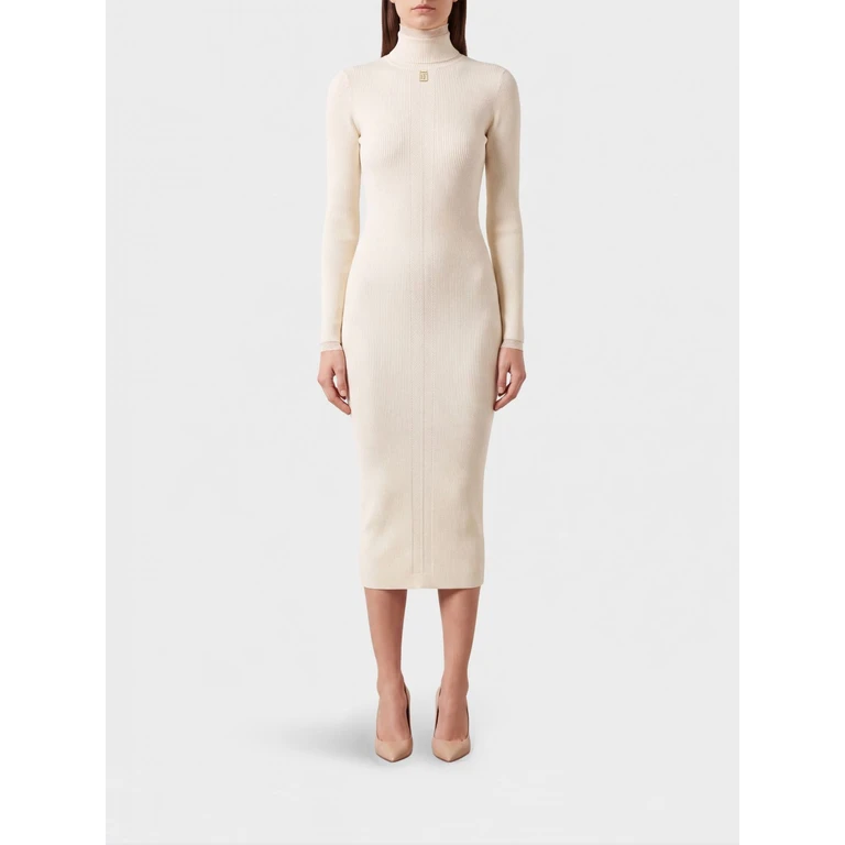 Vestido midi blanco de viscosa elástica de Elisabetta Franchi