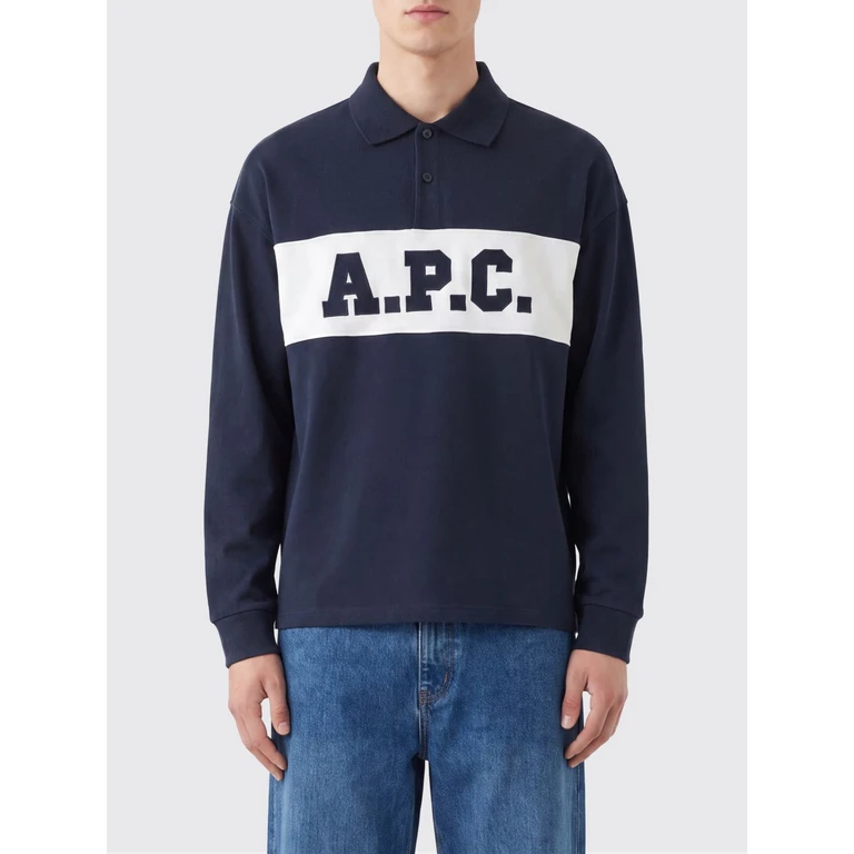 Polo a maniche lunghe A.P.C. 'Alexis' blu navy