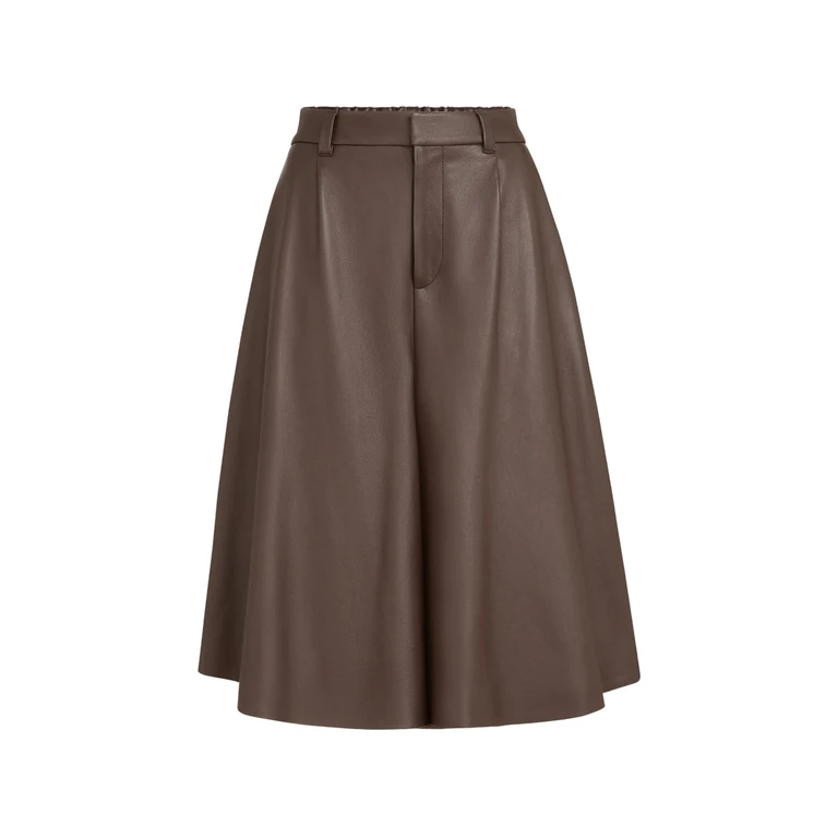Nappa-leather Wide Bermuda Shorts With Monili