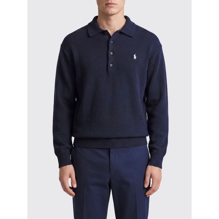 Polo azul de punto de algodón