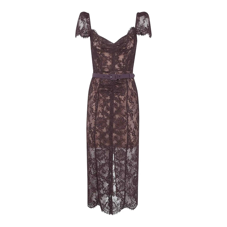 Self Portrait Robe Au Genou - Marron (PF26MABROWN)