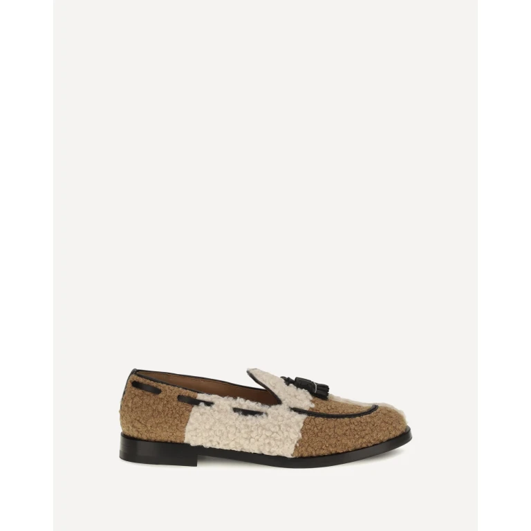 Two-tone bouclé-effect Loafers Female 39