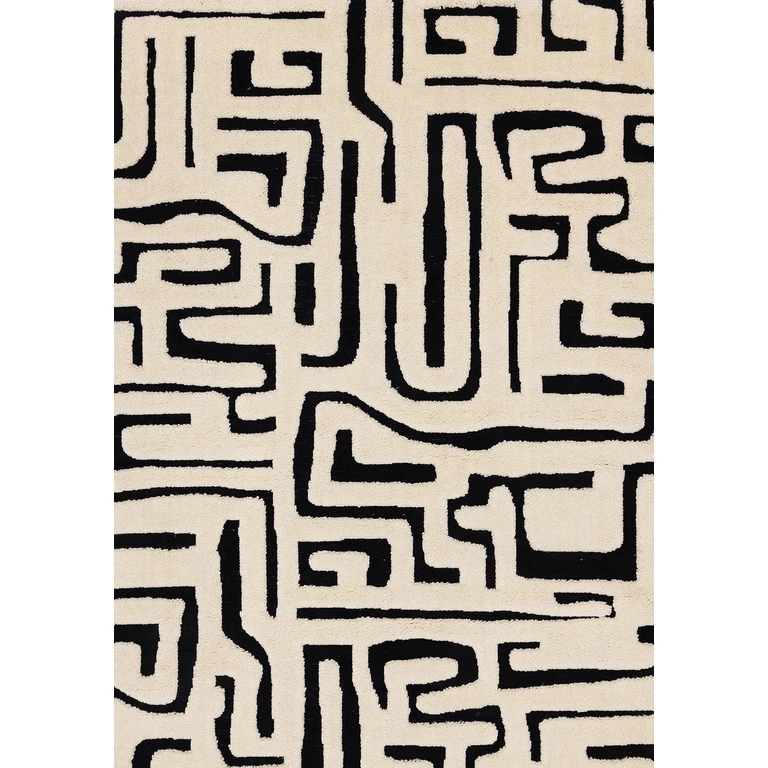 Mareeba 8 x 11 White and Black Area Rug