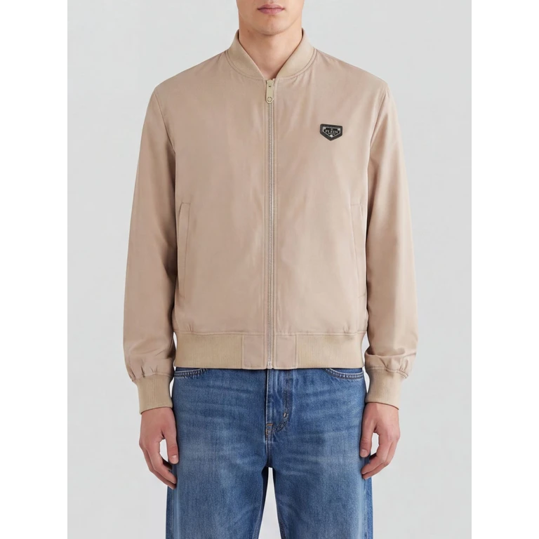 Lightweight Nylon Bomber Jacket with Iconic Collar and Logo (UAECMRB2964PNY002N06)