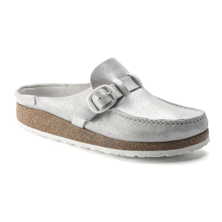 Buckley Natural Leather Silver Clogs