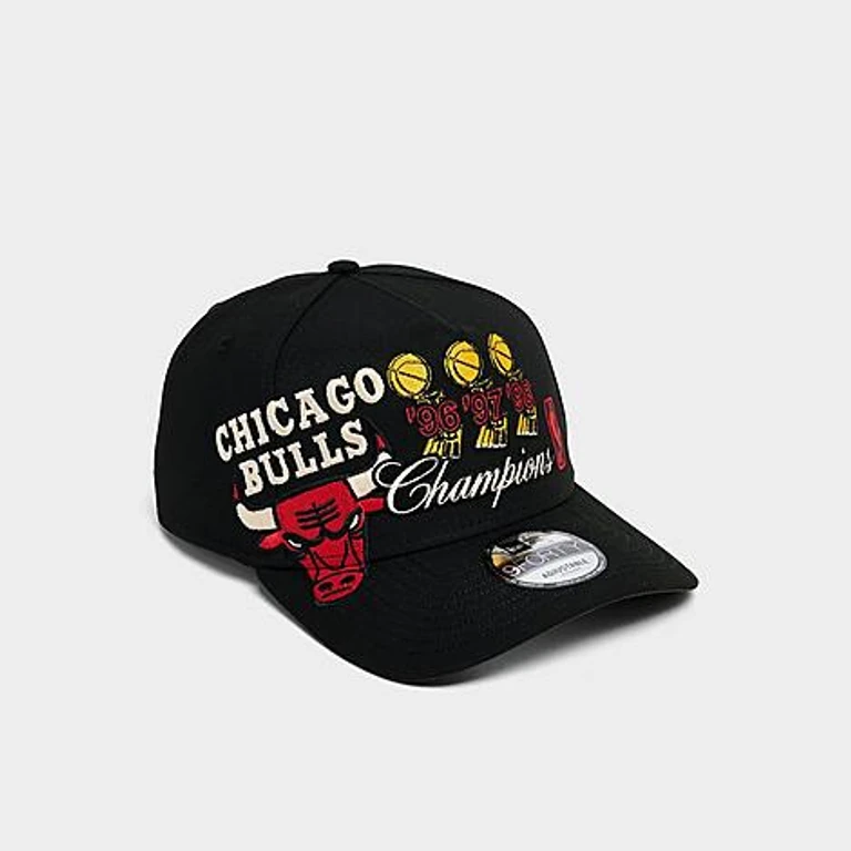 Chicago Bulls NBA Champions 9FORTY A-Frame Snapback Hat in Black