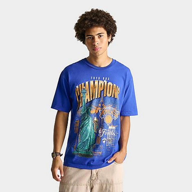 Mitchell & Ness Men's New York Knicks NBA City Champions Graphic T-Shirt in Knicks Blue Size: Large