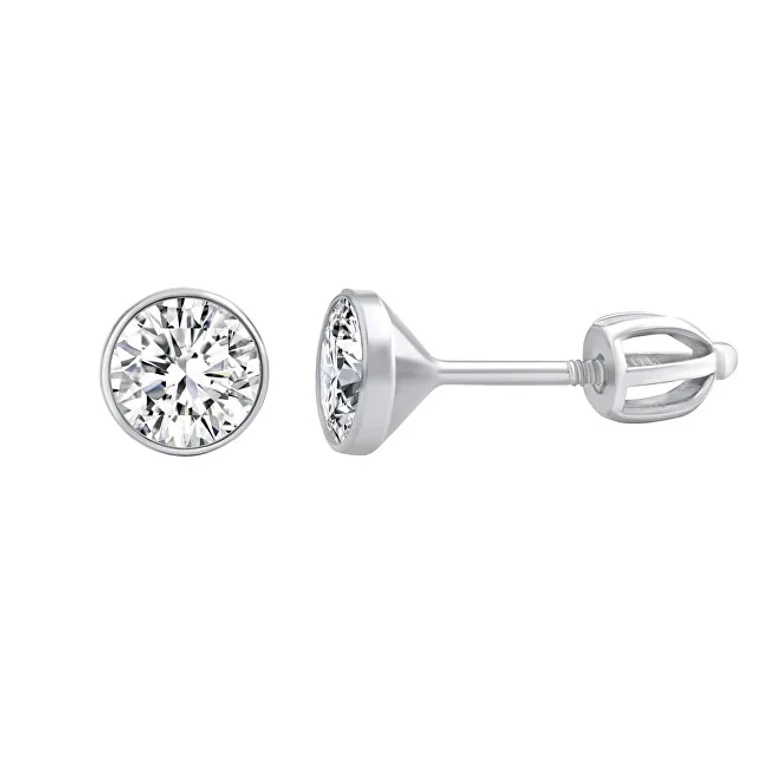 Silver stud Orecchini con Swarovski Zirconia 6 mm SILVEGO70606w