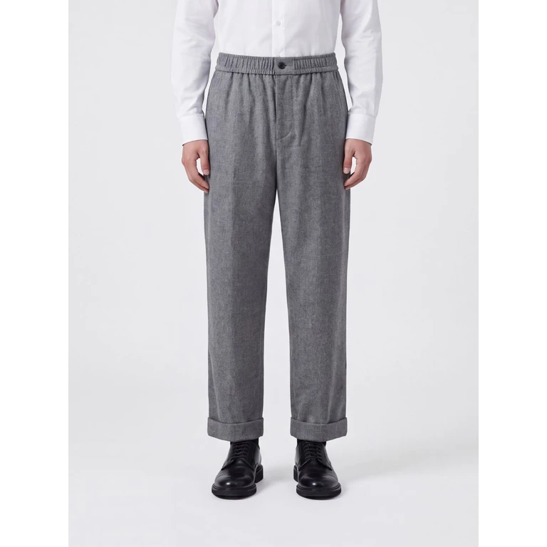 Slim Fit Virgin Wool and Cashmere Trousers with Elastic Waist (GM004537TE11804M8003)