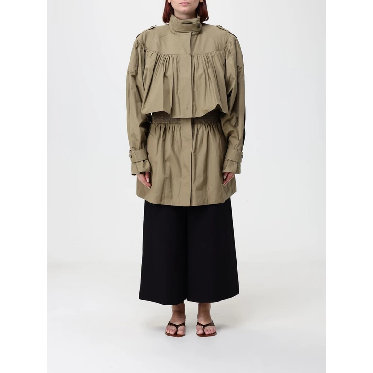 CHLOÉ Waterproof Cotton Trench Coat with High Neck and Epaulettes (CH26UMA051443B6)