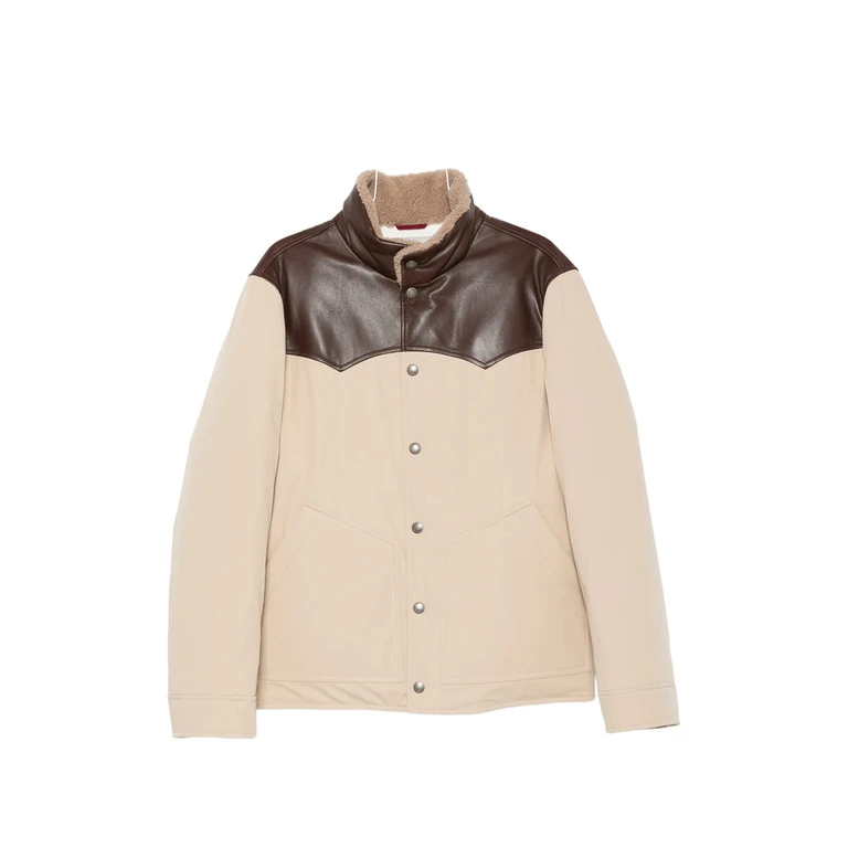 Shearling-trim Leather-yoke Jacket