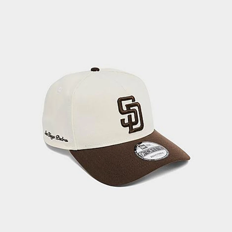 San Diego Padres MLB Walnut 9FORTY A-Frame Snapback Hat in Chrome/Walnut
