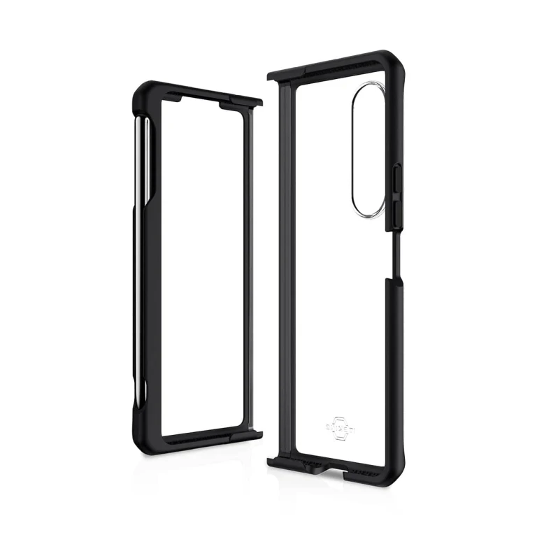 Hybrid Solid Protective Phone Case Compatible with Galaxy Z Fold3 5g, Slim Hybrid Case, Anti-Yellowing, and Heavy Duty Shockproof Cover, Military Phone Case Black and Transparent