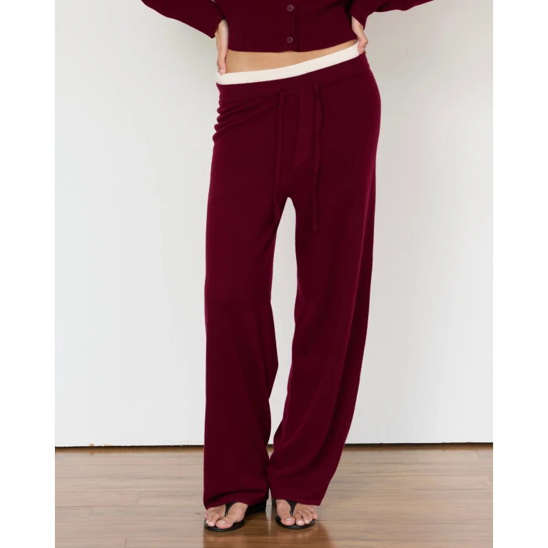 Tove Layered Cashmere Pant - Merlot