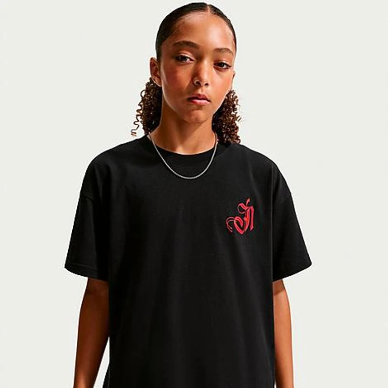 Nike Big Kids Sportswear Wings Back Hit T-Shirt in Black Size: Small