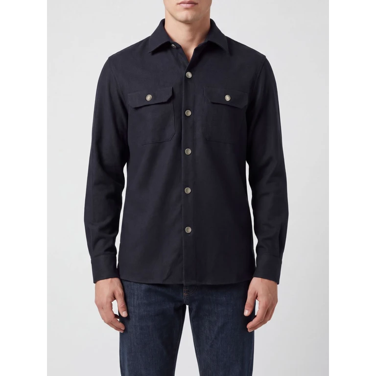 Surchemise en laine Brunello Cucinelli avec poches plaquées et fermeture à boutons