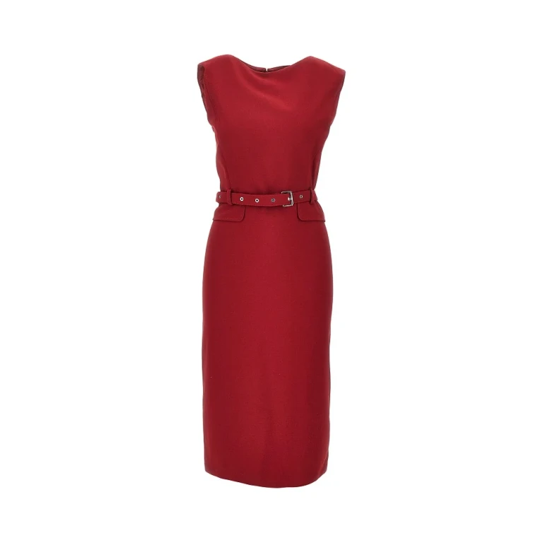 Crepe midi dress with belt Woman 38