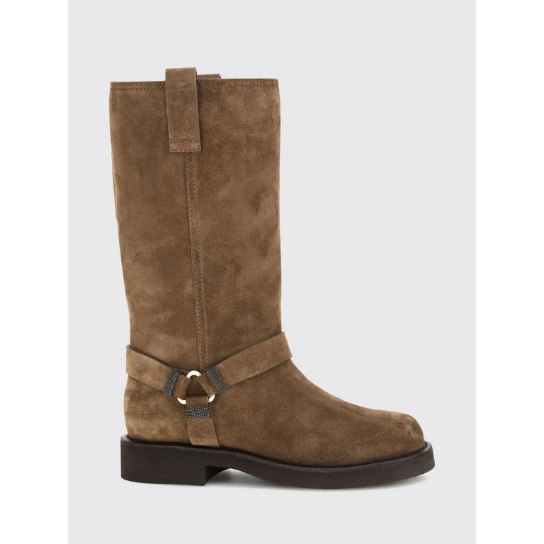 Biker Boots en veau velours marron