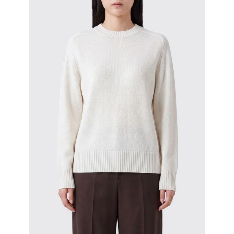 LOULOU DE SAISON Crewneck Jumper in Pure Cashmere with Ribbed Trims (BALTRALDSIVORY)