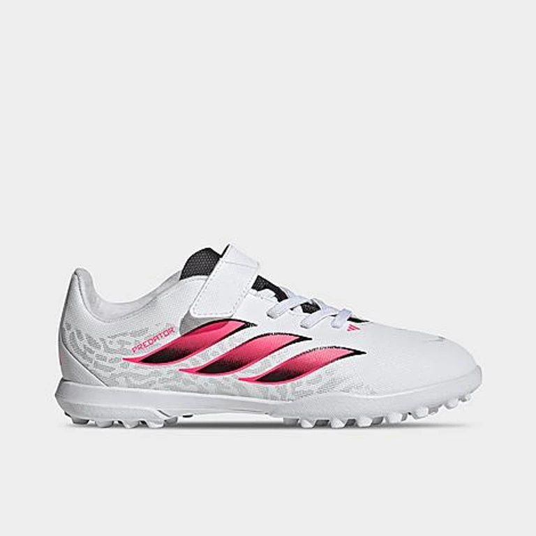 Big Kids Predator Club Hook-And-Loop Turf Soccer Cleats in Cloud White/Solar Turbo/Core Black Size: 1.0