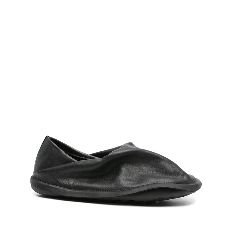 X Issey Miyake Leather Draped Loafers