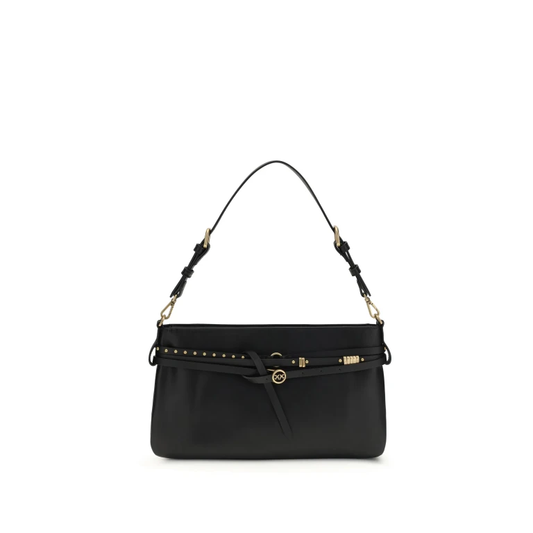 Shoulder Bag Calf Leather Black/Antique Gold