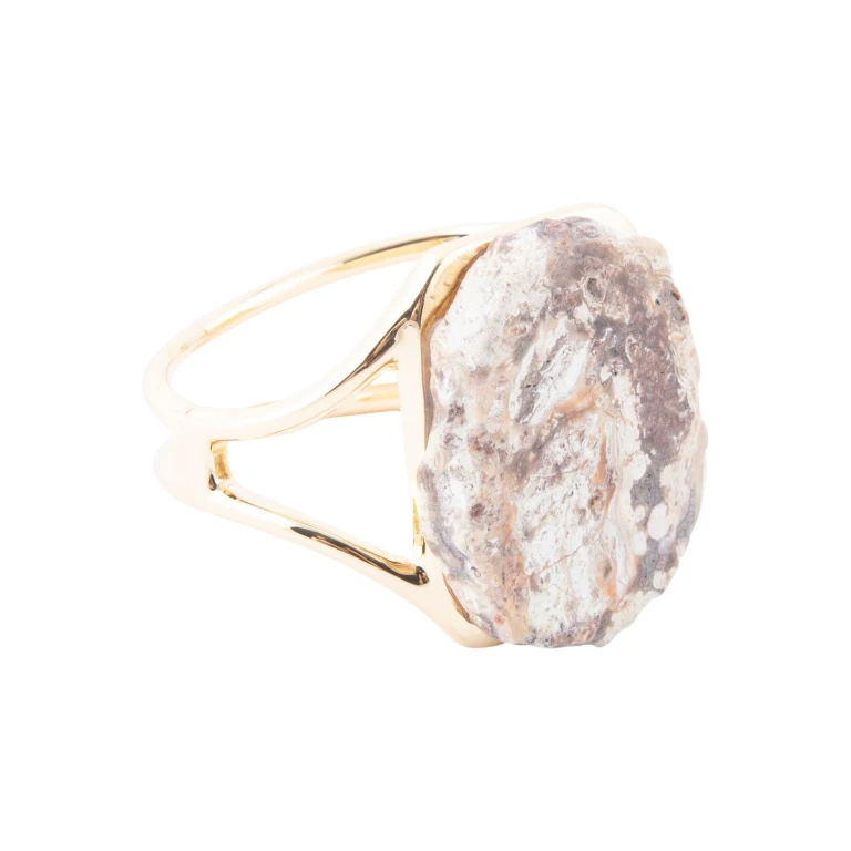 Brown Ocean Jasper Slab Golden Cuff Bracelet
