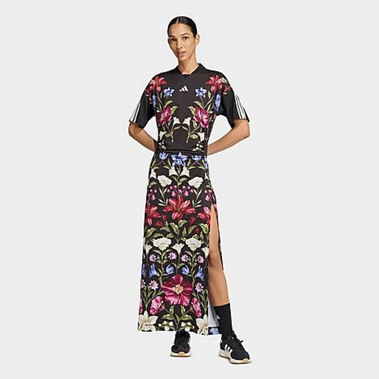 adidas Women's x Farm Rio Premium Dress in Black/Cream White/Craft Green Size: XXS