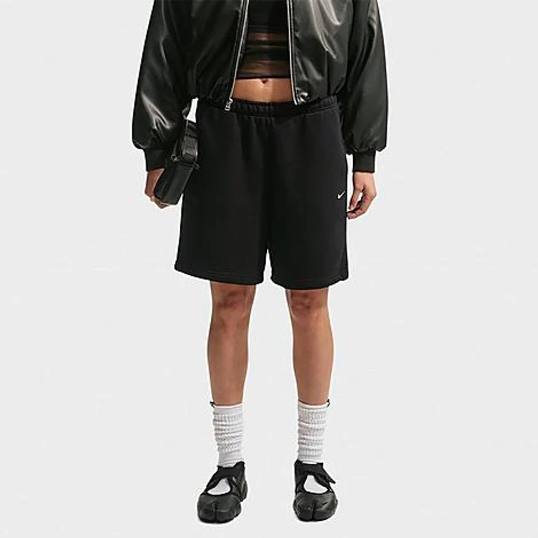 Studio Fleece Medium-Weight High-Rise Oversized Cargo Pants in Total Black/Sail