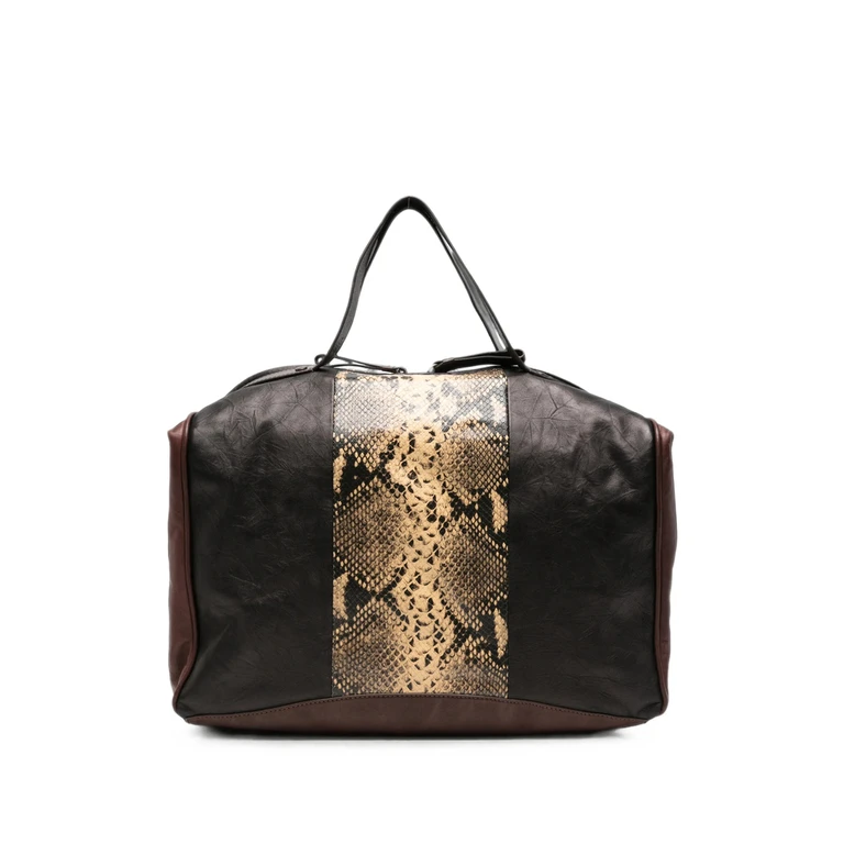 Snake-effect Leather Tote Bag