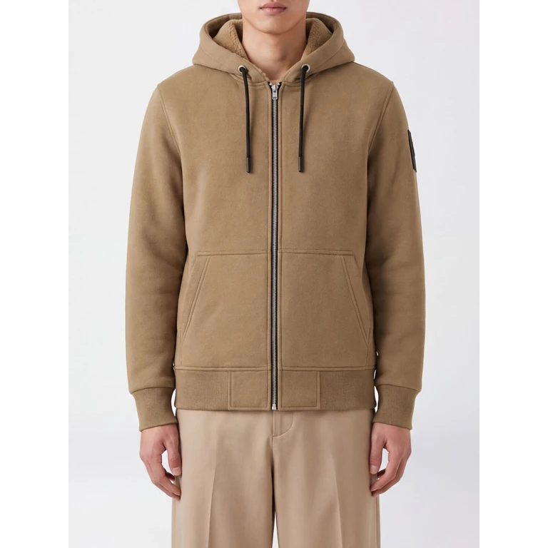 Sweat-shirt à capuche zippé en mélange de coton avec poche kangourou