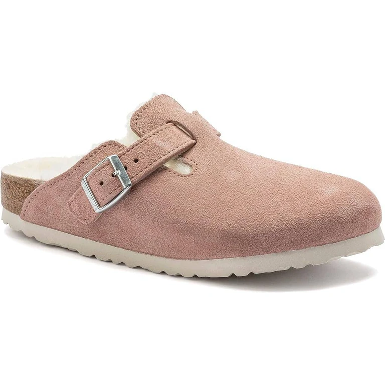 Boston Shearling Suede Leather Coated Pink Clay