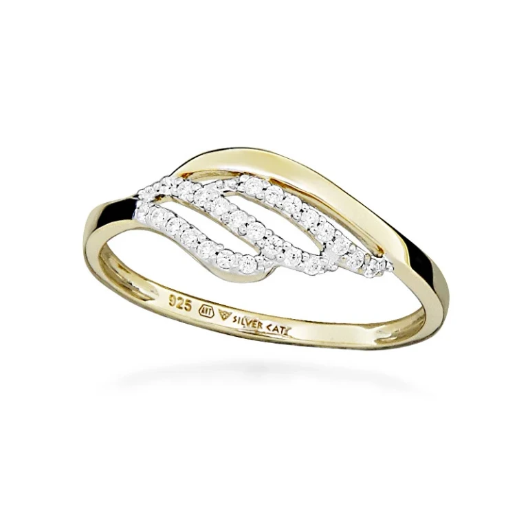Charming Gold Plated Cubic Zirconia Anello SC567 - Circuit: 58 mm