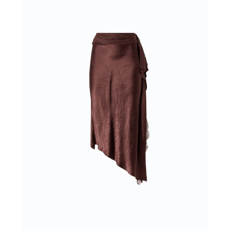 Jupe mi-longue asymétrique en satin - 36
