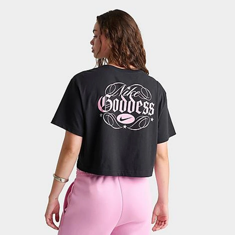Women's Sportswear Goddess Cropped T-Shirt in Black Size: XS