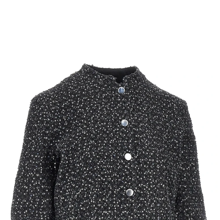 Sequinned denim short jacket Woman 40
