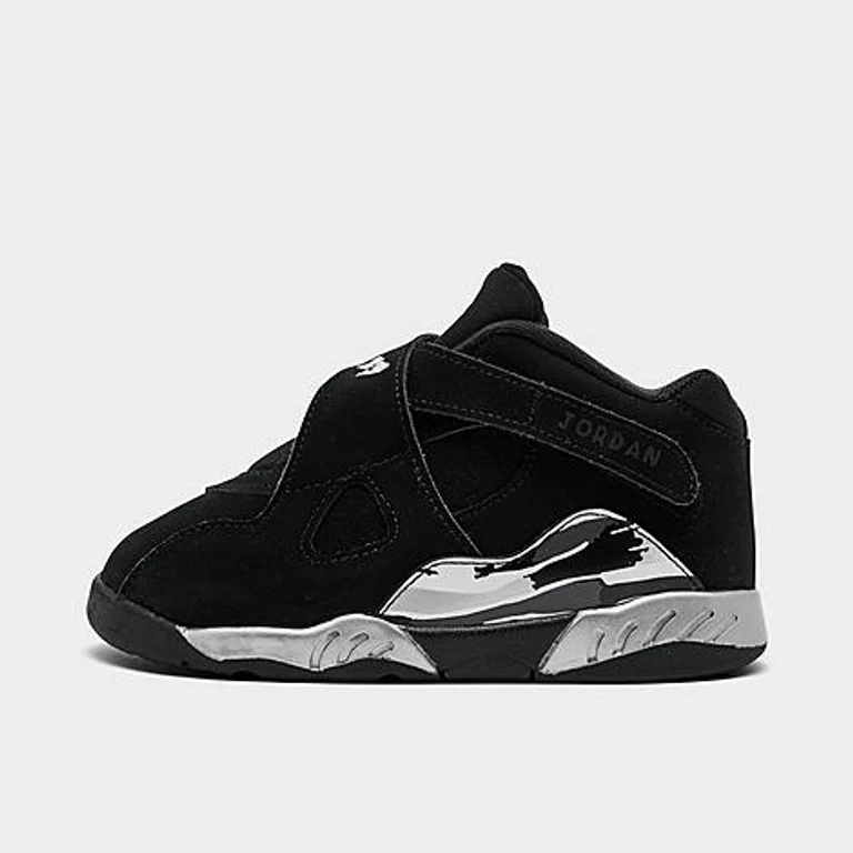 Tênis de basquete Air Retro 8 para crianças pequenas em preto/cromo