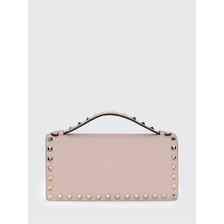 Rockstud Calfskin Leather Handbag with Studs and Chain Strap (P0AK2VSH16Q)