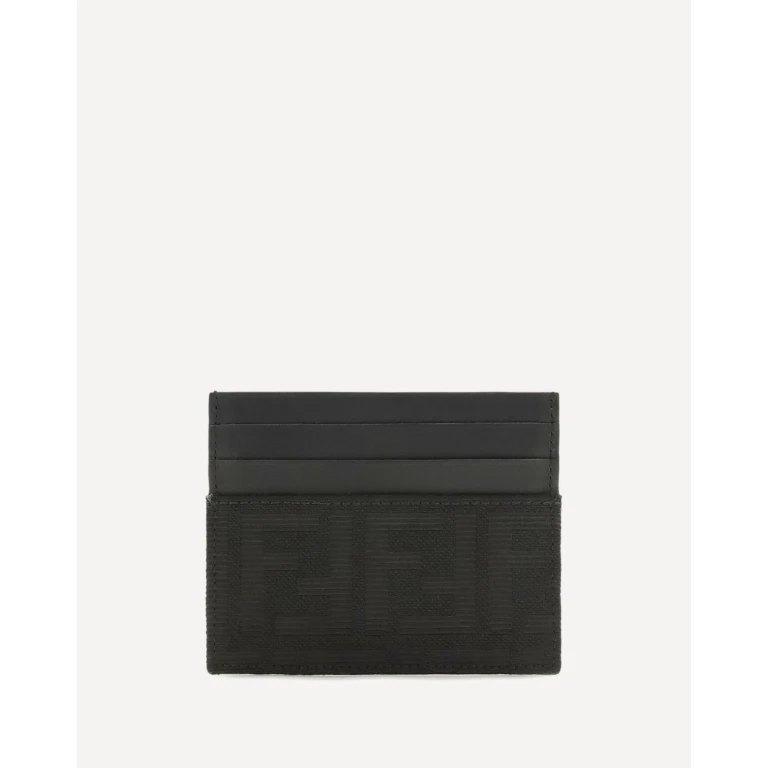FF jacquard and leather Card Holder Male UNI