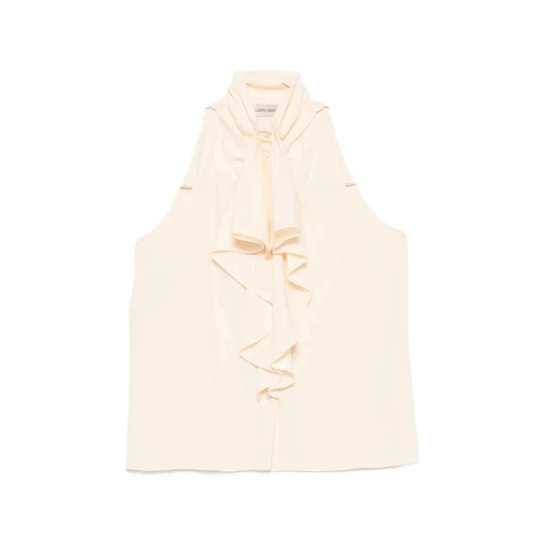Blusa sem mangas com folhos Alberta Ferretti