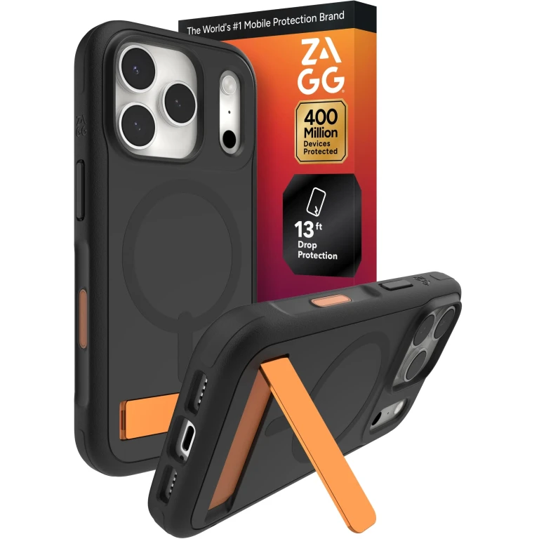 Sedona Snap Case with Kickstand for Iphone 17 Pro - Flood Black, Drop Protection (13ft/4m), Multi-Layer Protection, with Camera Button, Magsafe Phone Case with Impact-Absorbing Bumpers