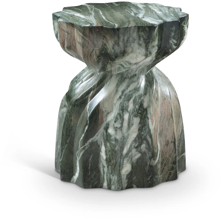 Caserta Green Marble and Concrete Indoor/Outdoor End Table