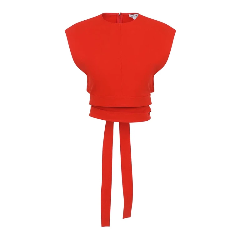 Top ceinturé en coton orange sanguine Alaïa