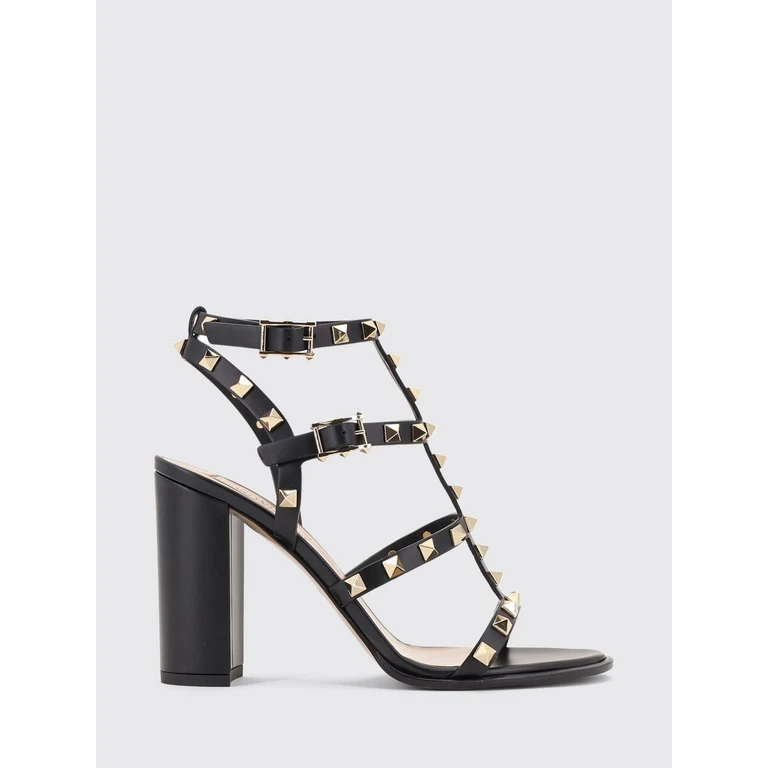 Rockstud T-Strap High-Heeled Sandals in Leather (S0749VBP0NO)
