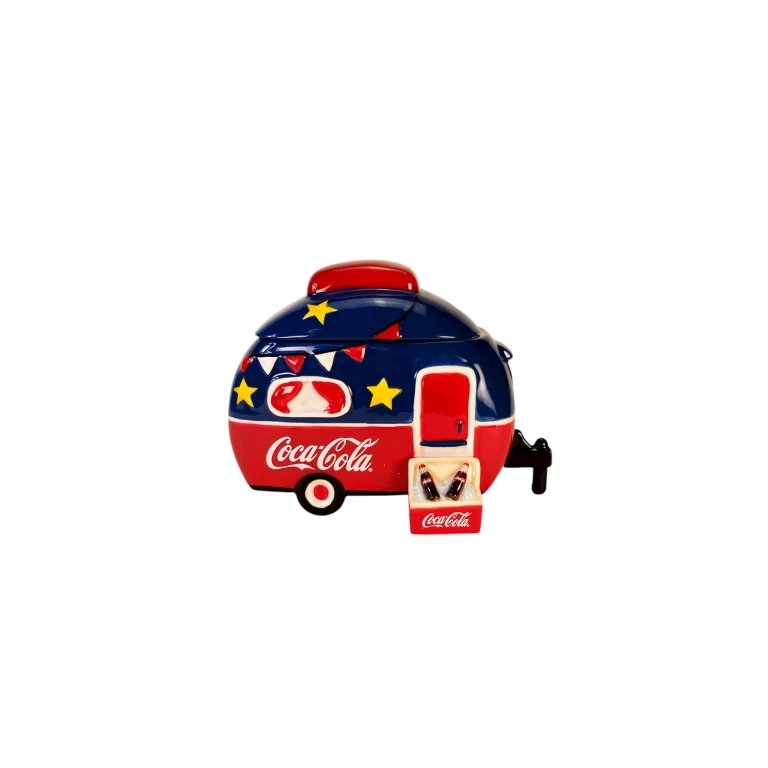 Coca Cola Red & Blue Route 66 Retreat Cookie Jar