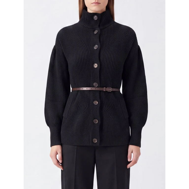 Turtleneck Cardigan in Wool, Cashmere and Silk with Belt (M16750836C101)