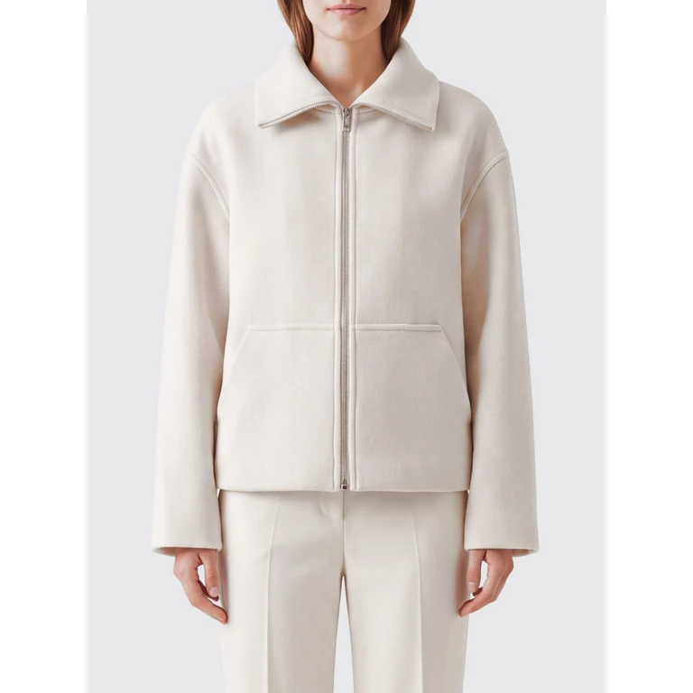 Virgin Wool Short Coat with High Collar and Kangaroo Pocket (Y6WV54W51)