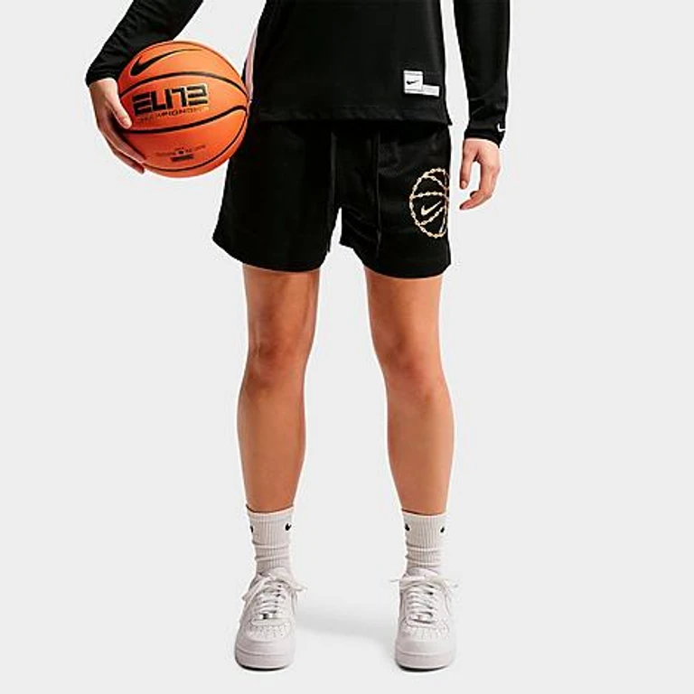 Women's Dri-FIT Mesh Graphic Basketball Shorts in Black/Club Gold Size: XS