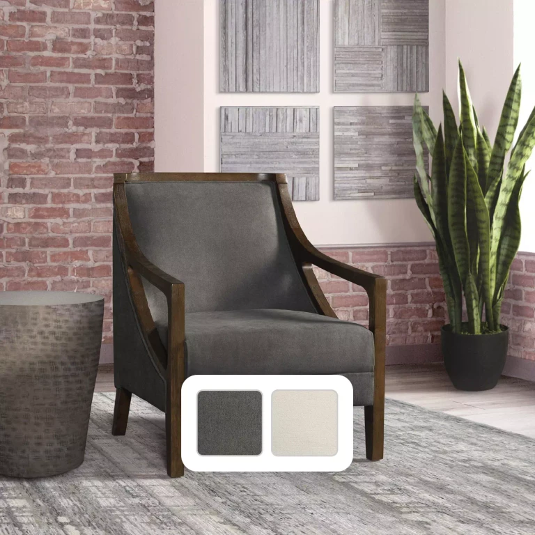 Kensington Accent Chair, Slate with Brown Frame:- Slate with Brown Frame