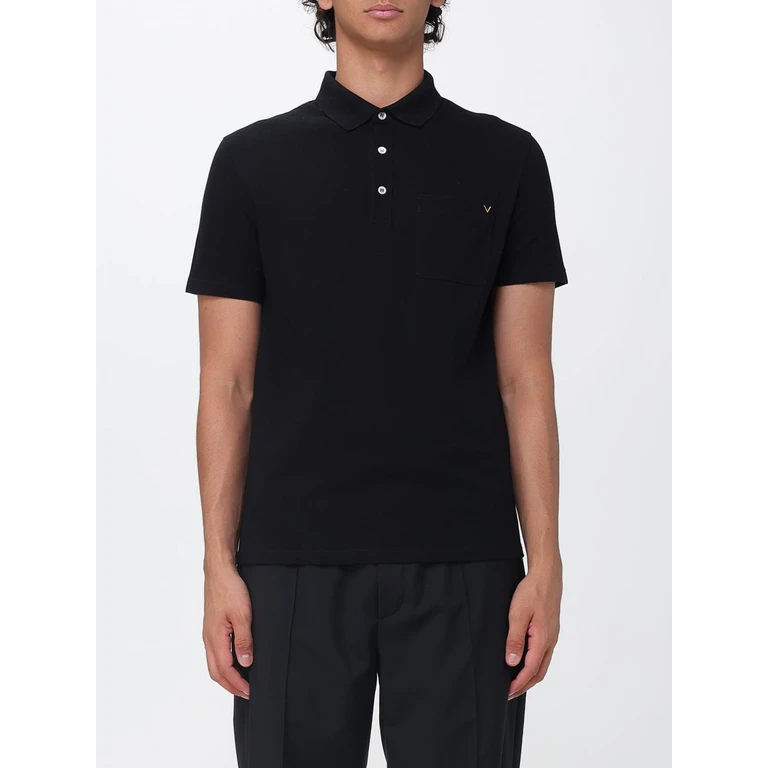 Cotton Polo Shirt with VLogo Signature and Patch Pocket (MH04VBMD0NO)